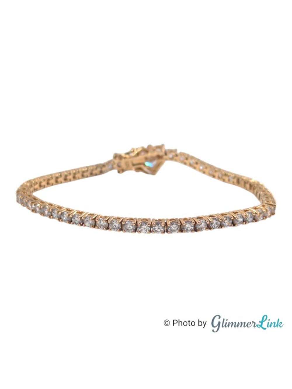 Ross Simons Heart Clasp CZ Tennis Bracelet Gold Plated Sterling 7" - Picture 5 of 14